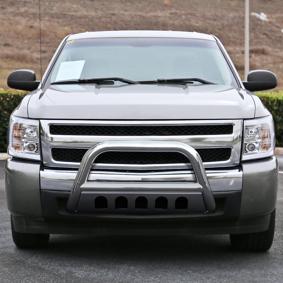 2007-2020 Chevrolet Silverado/Suburban/Avalanche/Tahoe GMC Sierra/Yukon 3" Chrome Stainless Steel Bull Bar w/ Skid Plate