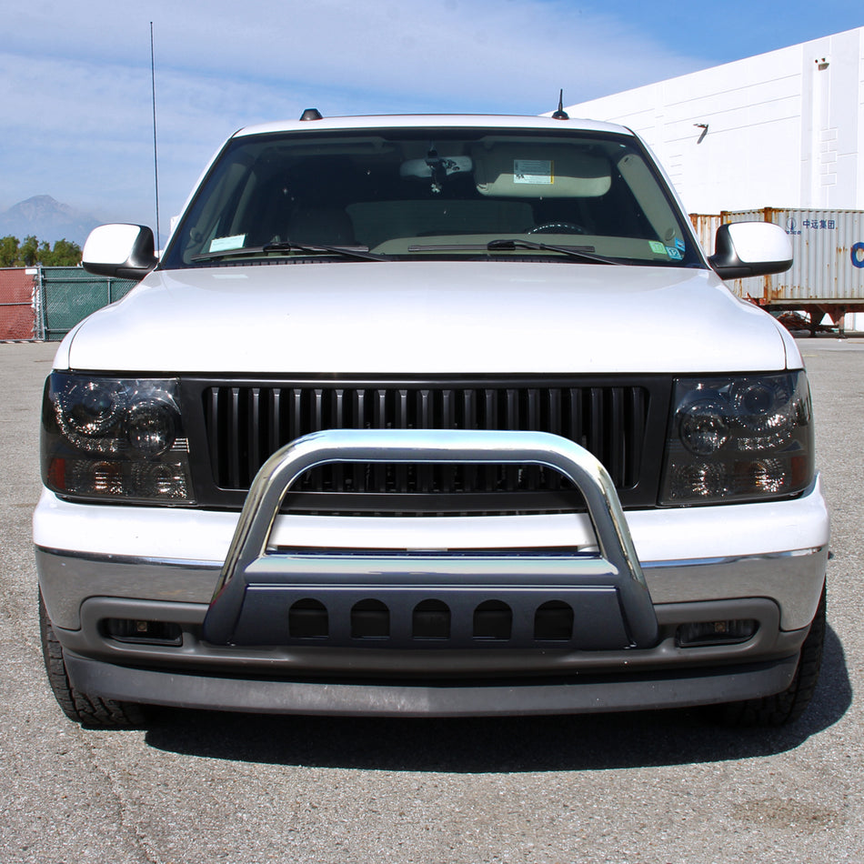 1999-2007 Chevrolet Silverado/Suburban/Tahoe/Avalanche GMC Sierra/Yukon/Yukon XL 3" Chrome Stainless Steel Bull Bar w/ Skid Plate