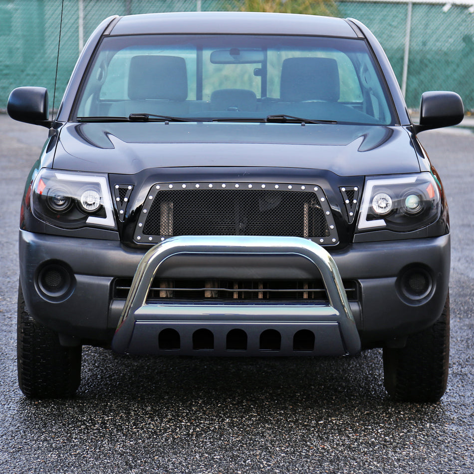 2005-2015 Toyota Tacoma 3" Chrome Stainless Steel Bull Bar w/ Skid Plate