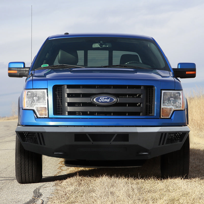 2009-2014 Ford F-150 Black Heavy Duty Steel Front Bumper w/ LED Light Ports