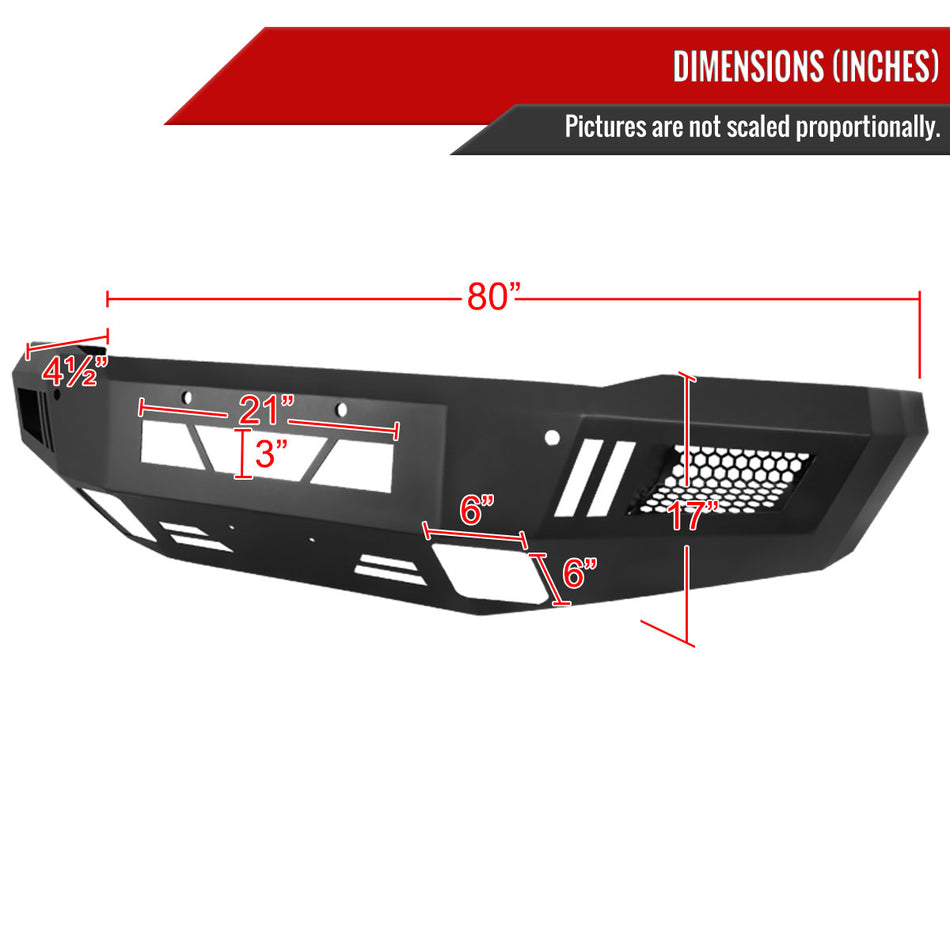 2015-2019 Chevrolet Silverado 2500/3500 Black Heavy Duty Steel Front Bumper w/ LED Light Ports