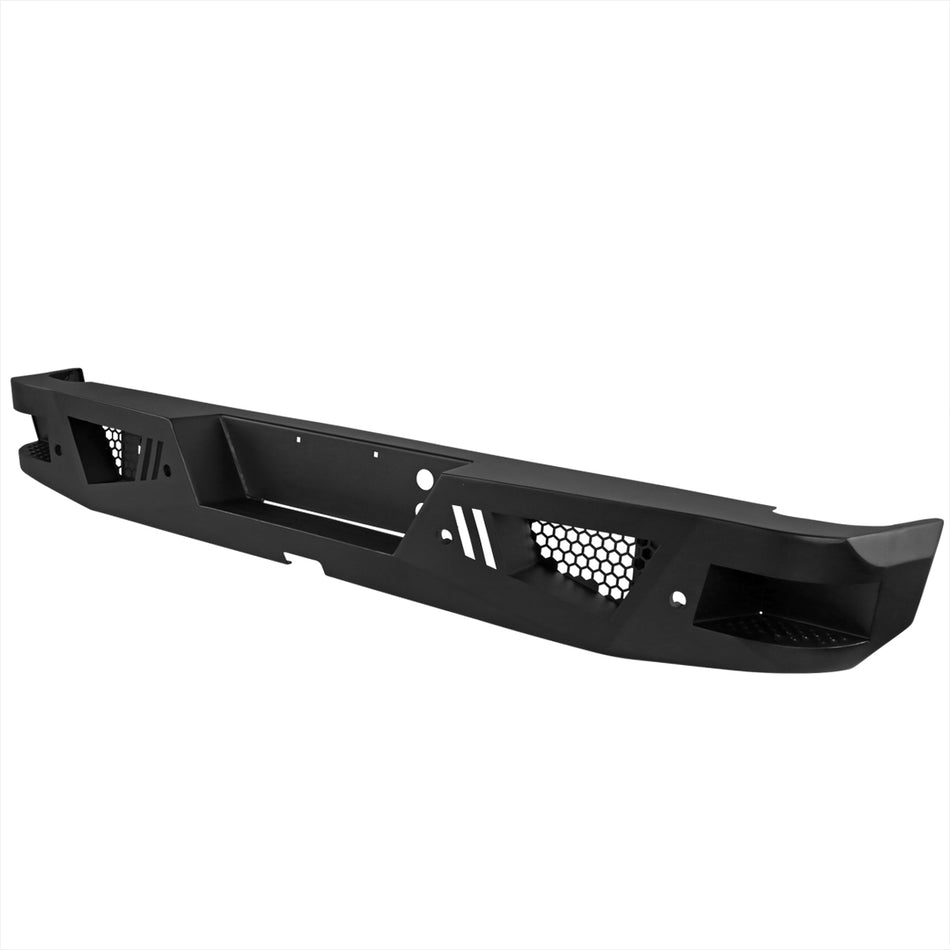 2007-2018 Chevrolet Silverado 1500 Black Heavy Duty Steel Rear Step Bumper w/ License Lamp