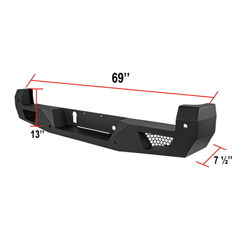 2016-2021 Toyota Tacoma Black Heavy Duty Steel Rear Step Bumper w/ License Lamp