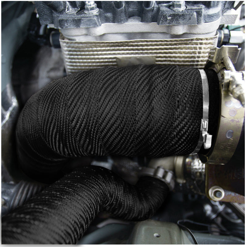 2" 50FT Exhaust Header Fiberglass Heat Wrap w/ Stainless Steel Zip Ties (Black)