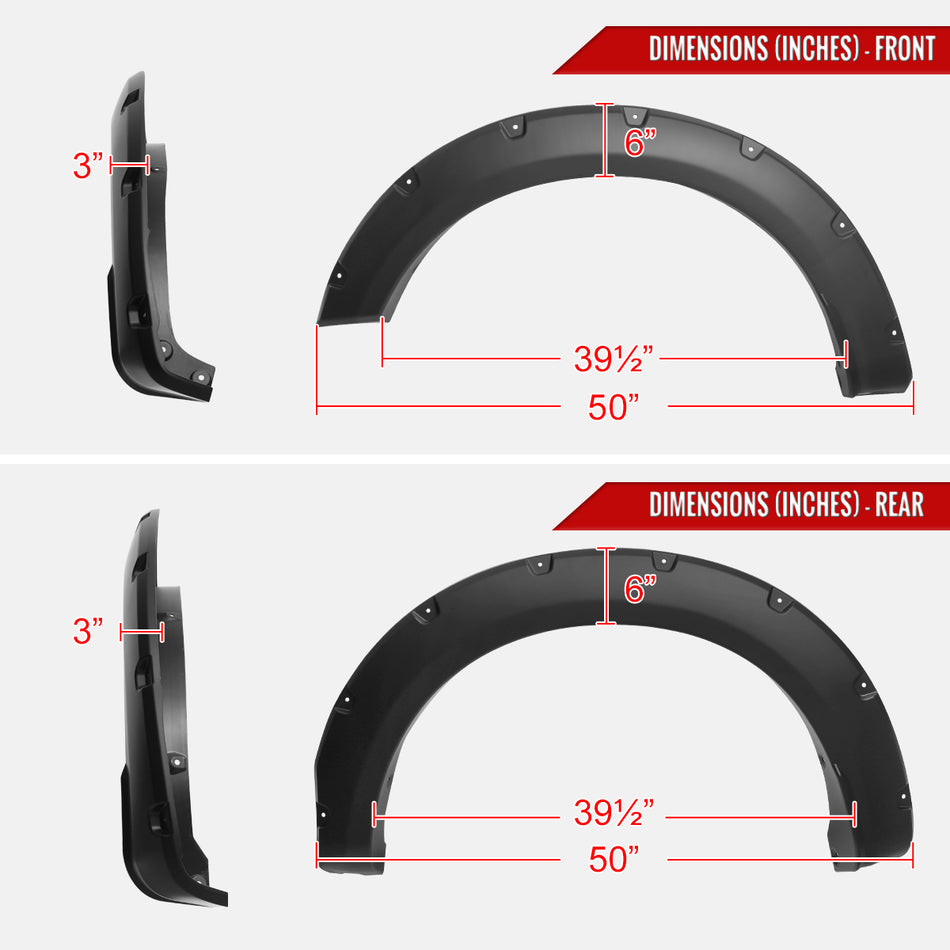 2023-2024 Ford F250 F350 Matte Black Rivet Style Fender Flares