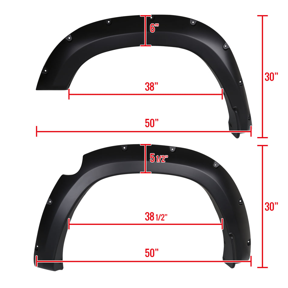 2019-2024 Dodge RAM 1500 2" Wide Smooth Polypropylene Fender Flares