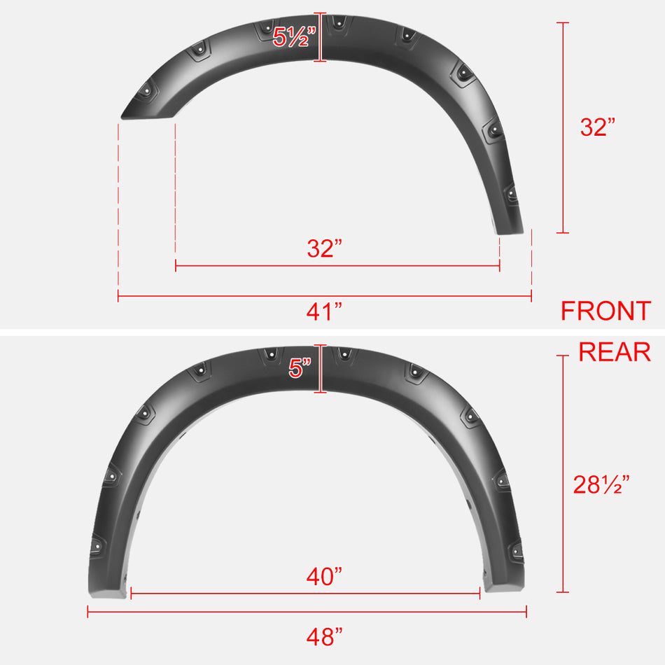 2019-2024 Dodge Ram 2500/3500 4PC Smooth Pocket Rivet Style Fender Flares