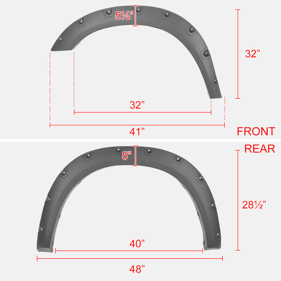 2019-2024 Dodge Ram 2500/3500 4PC Textured Pocket Rivet Style Fender Flares