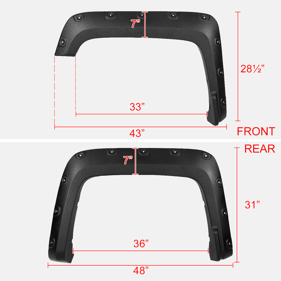 2016-2018 GMC Sierra 1500 Fleetside Textured Rivet Style Fender Flares