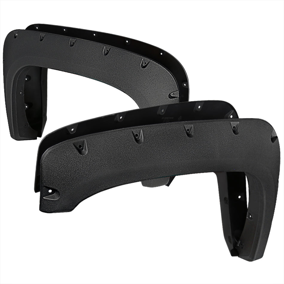 2007-2013 Chevrolet Silverado Black Rugged Texture Rivet Style Fender Flares