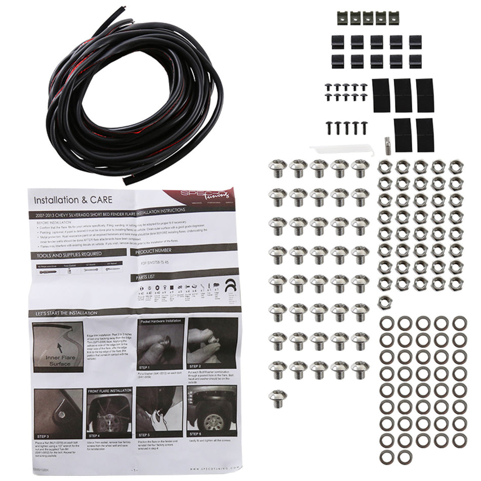 2007-2013 Chevrolot Silverado 1500 Fender Flares Installation Hardware Kit