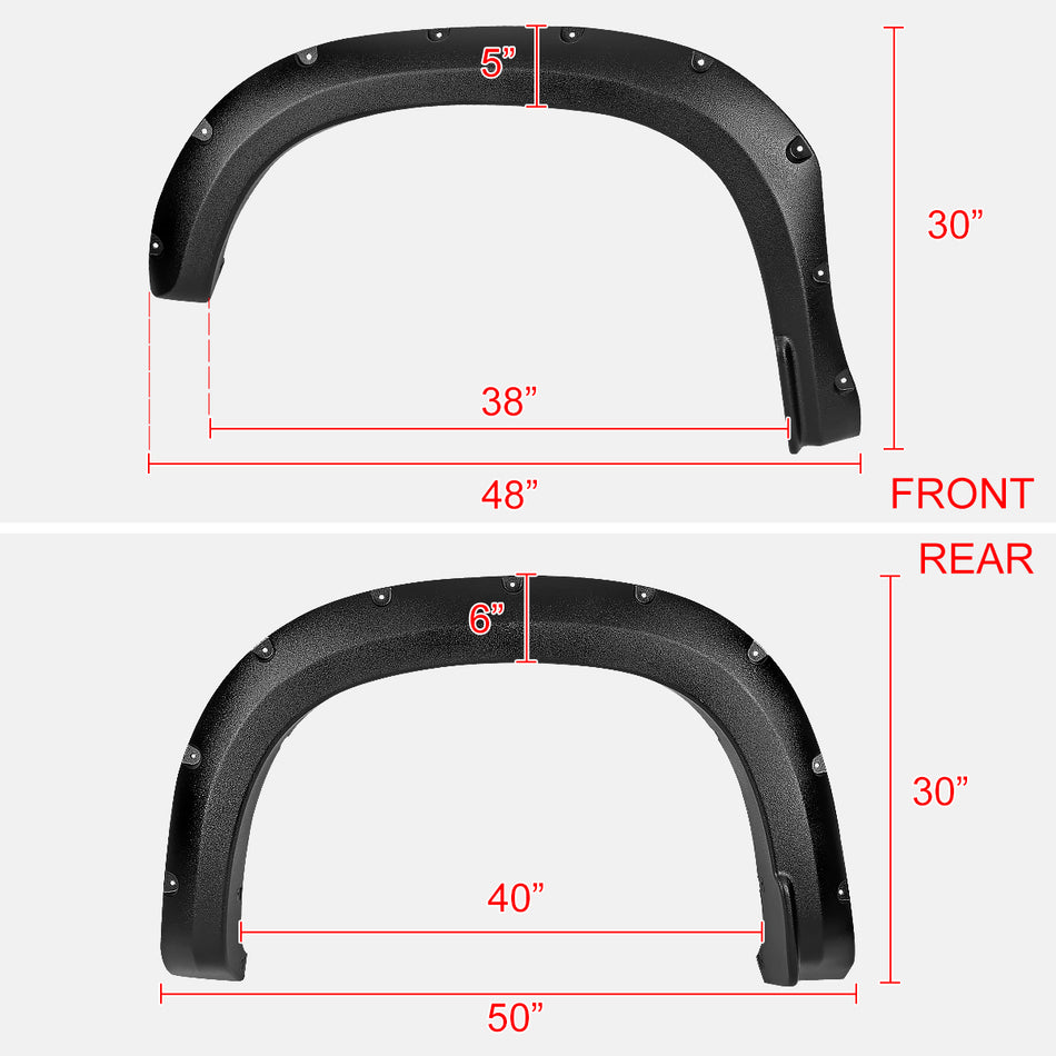 2019-2025 Chevrolet Silverado 1500 Textured Rivet Style Fender Flares