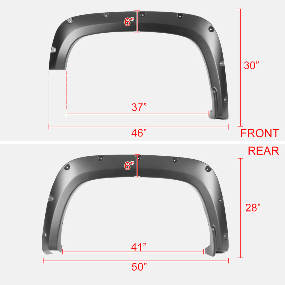 2020-2023 Chevrolet Silverado 2500/3500 HD 4PC Pocket Rivet Style Fender Flares