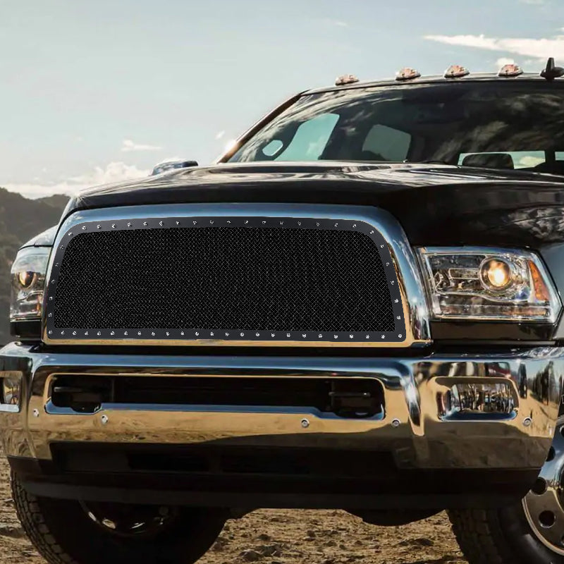 2013-2018 Dodge RAM 2500/3500 Rivet Style Black Stainless Steel Mesh Grille Insert