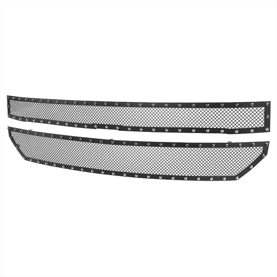 2016-2018 Chevrolet Silverado 1500 Rivet Style Black Stainless Steel 2PC Mesh Grille Insert