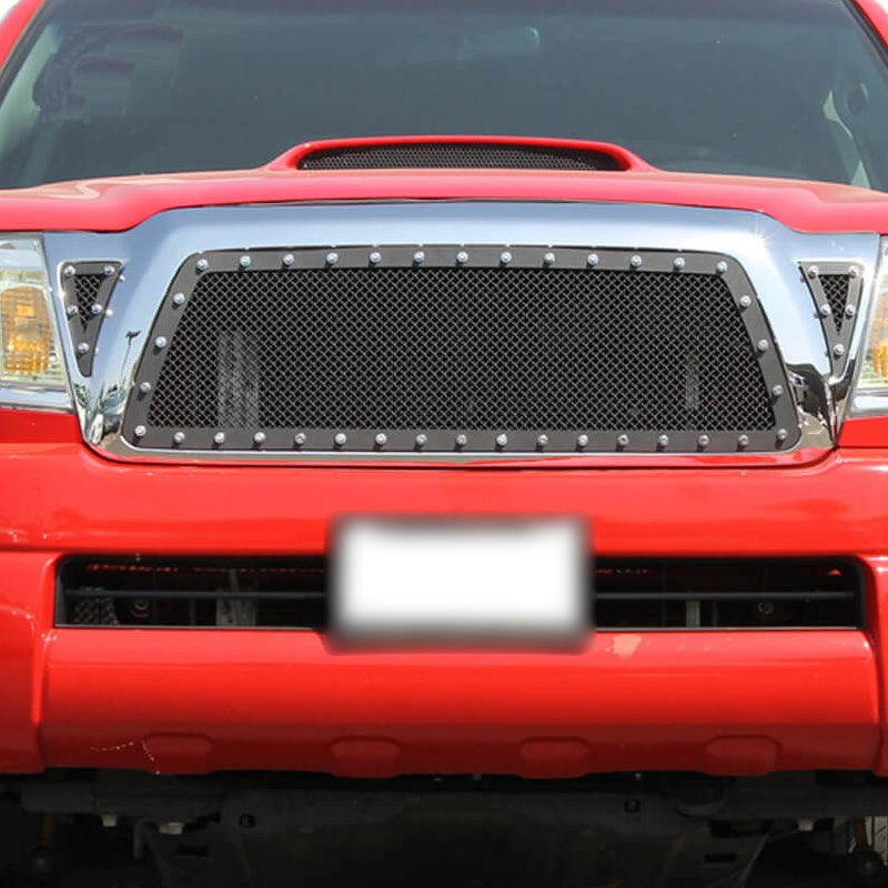 2005-2011 Toyota Tacoma Rivet Style Stainless Steel 3PC Mesh Grille insert (Black)