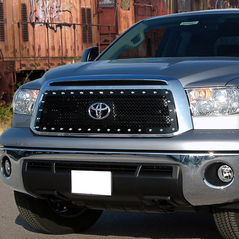 2010-2013 Toyota Tundra Rivet Style Black Stainless Steel Mesh Grille Insert