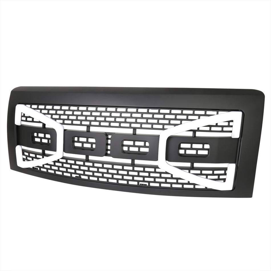 2009-2014 Ford F-150 Black Raptor Style Mesh Grille with LED Light Bar