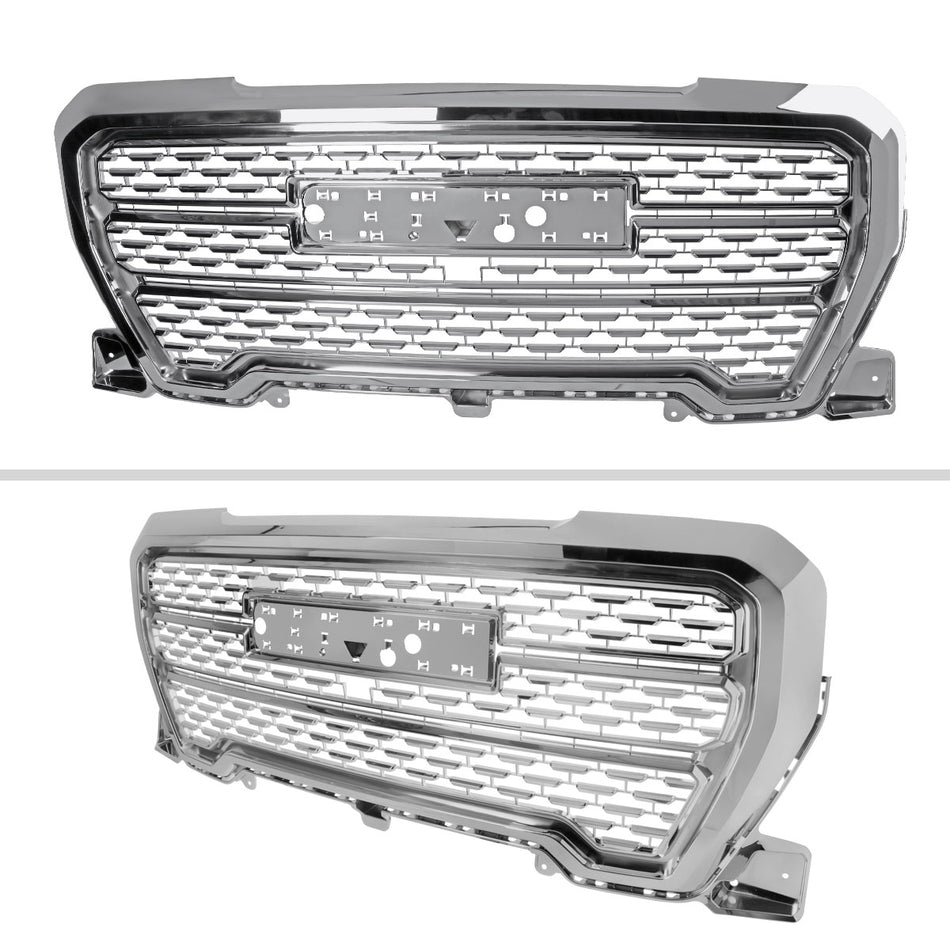 2019-2021 GMC Sierra 1500 Chrome Denali Style Mesh Front Upper Hood Grille