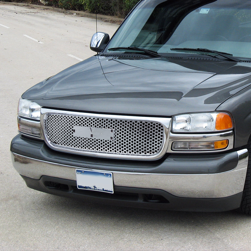 1999-2002 GMC Sierra 1500 2500LD/ 2000-2006 Yukon + XL Chrome ABS Round Hole Mesh Grille