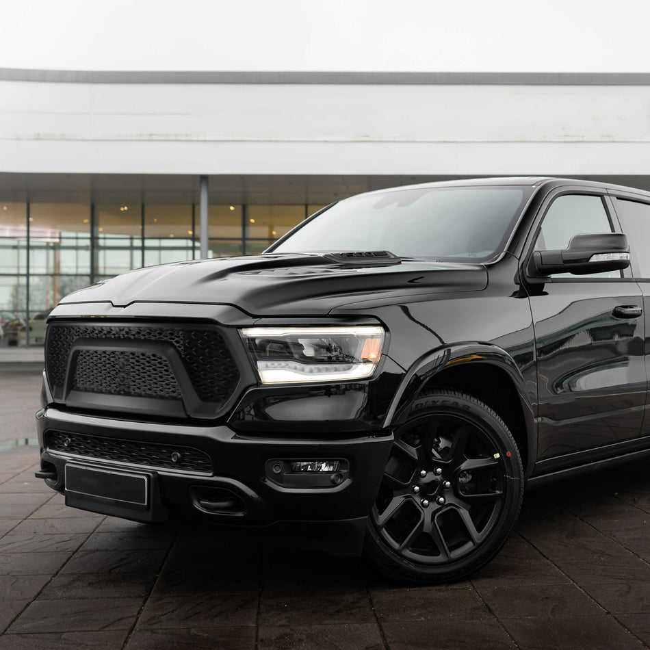 2019-2021 Dodge RAM 1500 Matte Black ABS Rebel Style Honeycomb Mesh Grille