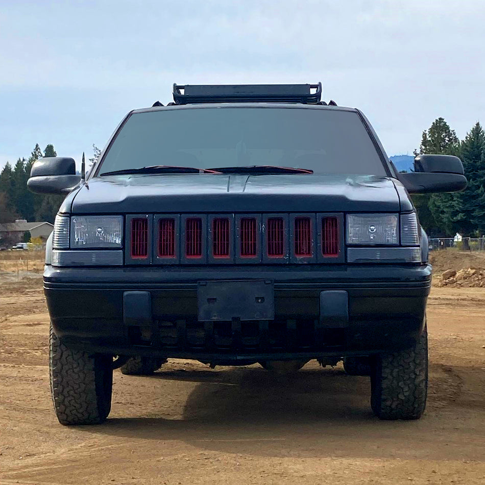 1993-1996 Jeep Grand Cherokee Bumper Signal Lights (Matte Black Housing/Clear Lens)