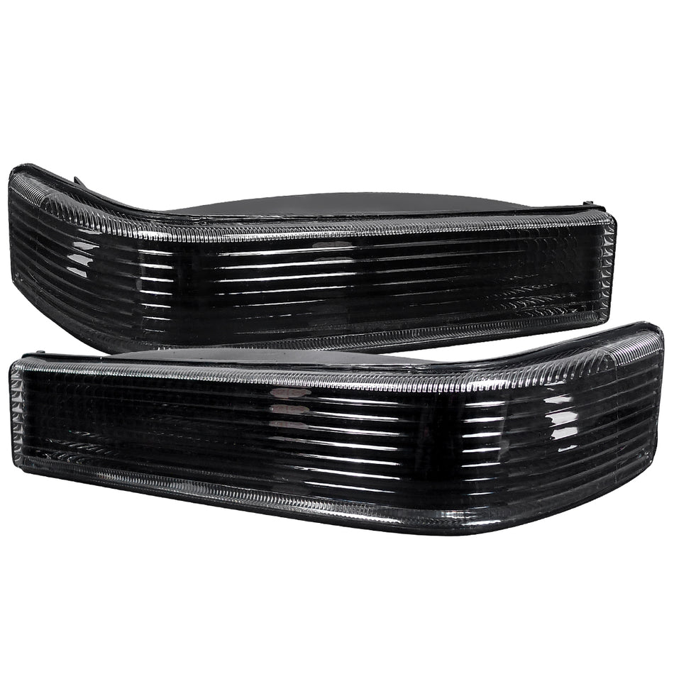1993-1996 Jeep Grand Cherokee Bumper Signal Lights (Matte Black Housing/Clear Lens)