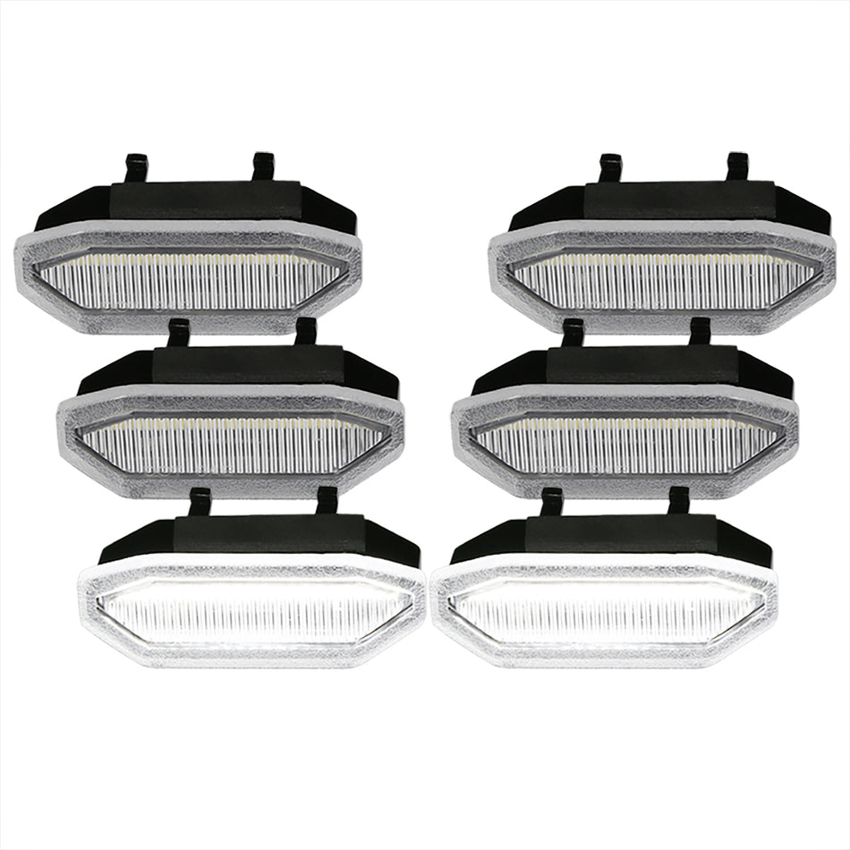 2015-2017 Ford Mustang Front Grille LED Driving Lights - 6PC (Chrome Housing/Clear Lens)