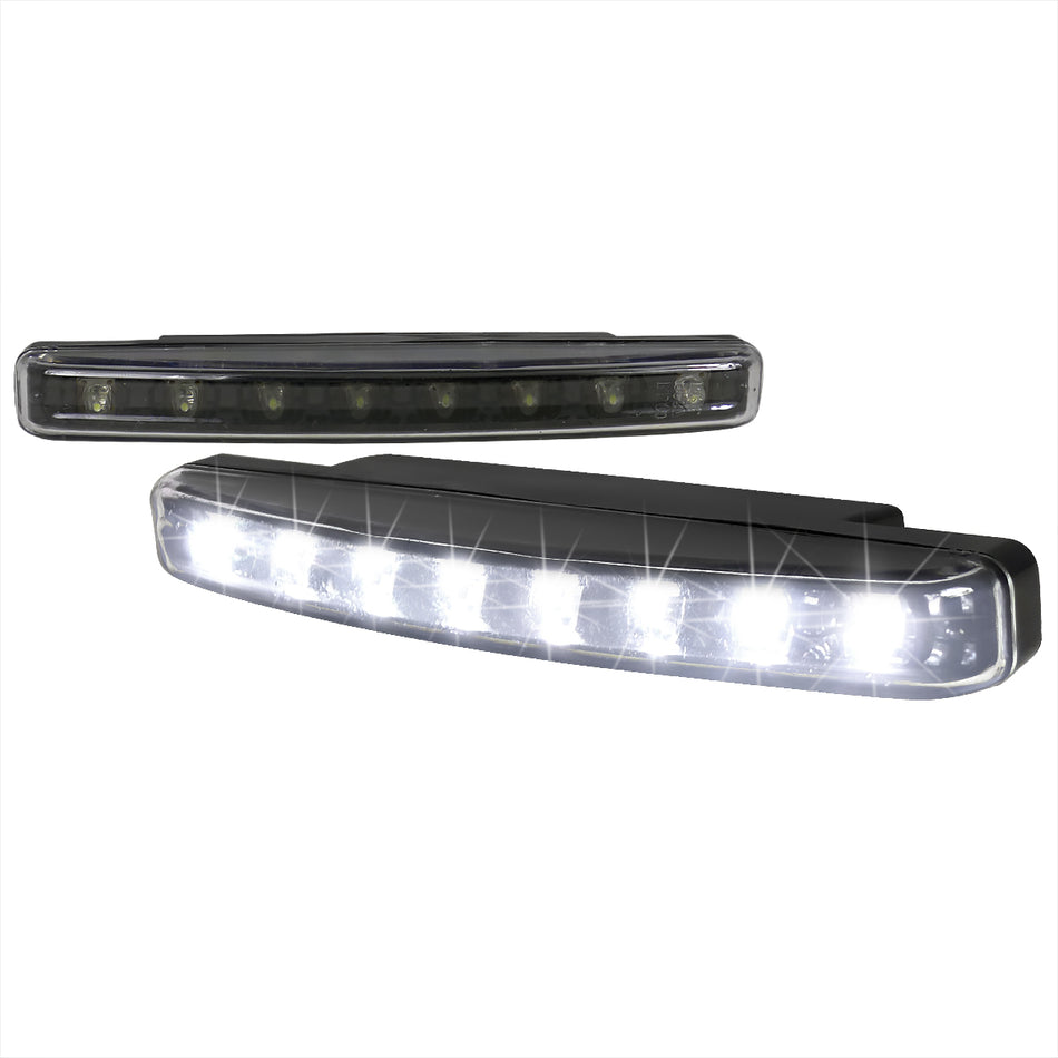 Universal 4W 8 LED 6000K Daytime Running Lights (Matte Black Housing/Clear Lens)