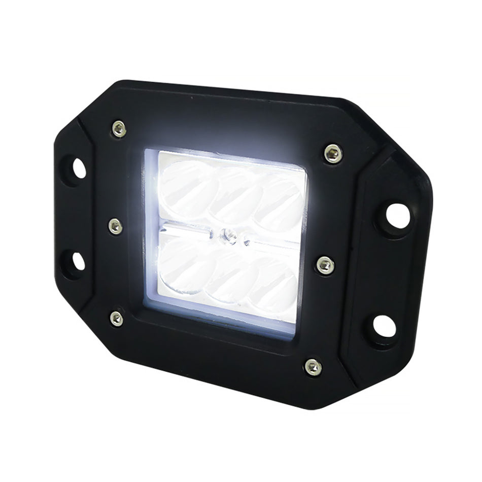 Universal Off Road 6000K Spot Beam 18W 6-LED Cub Fog Light w/ Stainless Steel Mounting Bracket (Black Aluminum Housing/Glass Lens)
