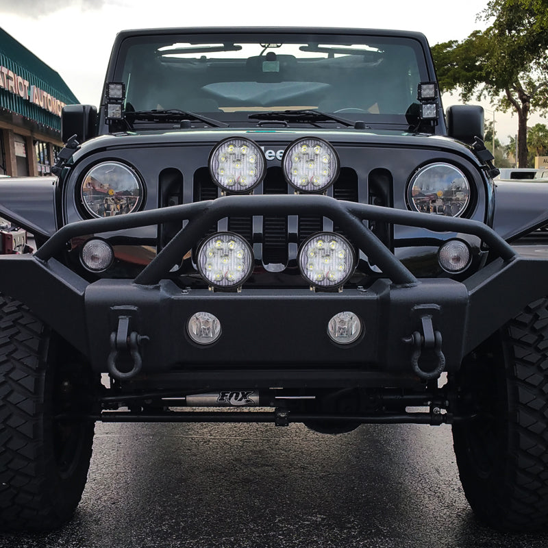 Universal Off Road 6000K Flood Beam 27W 9-LED Round Fog Light - 4PC (Black Aluminum Housing/Glass Lens)