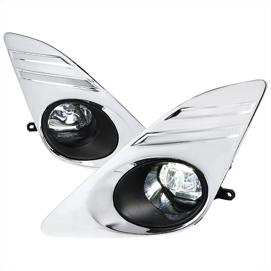 2012-2014 Toyota Camry SMD LED Projector Fog Lights w/ Switch, Wiring Harness, & Chrome Bezels(Chrome Housing/Clear Lens)