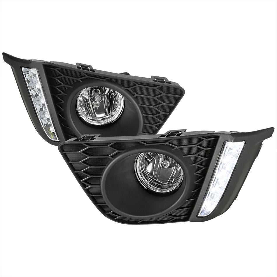 2015-2017 Honda Fit 12V/55W H11 Fog Lights w/ LED Light Strip (Chrome Housing/Clear Lens)