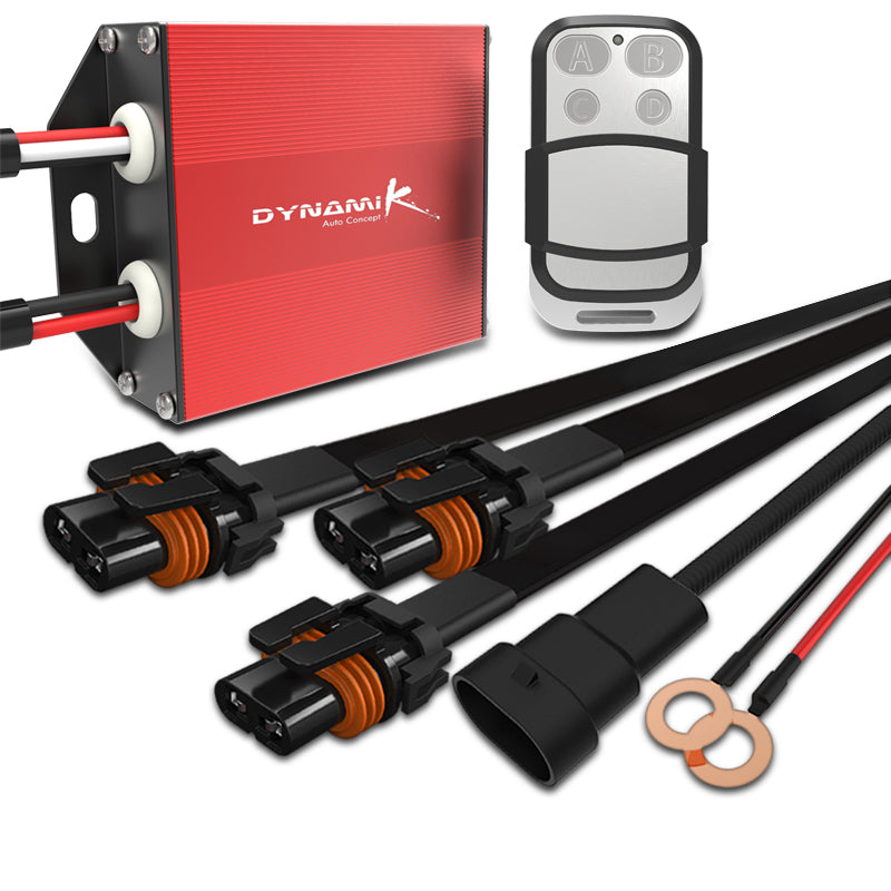 Universal 9' 14 Gauge Fog Lights Wiring Harness Kit w/ 2 Connectors, Fuse, Relay, & Remote