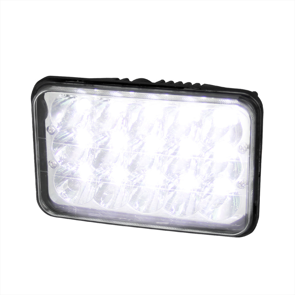 Universal 4"x6" 15-LED Sealed Beam Headlights w/ H4 Plug (Black Aluminum Housing/PMMA Lens)