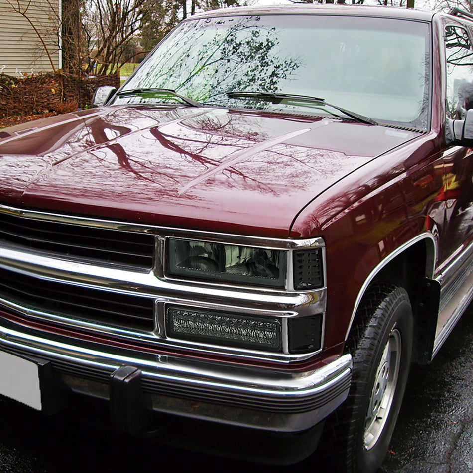 1988-1998 Chevrolet C/K C10/Tahoe/Suburban/Silverado GMC Sierra/Yukon/Suburban LED Bar Crystal Headlights (Chrome Housing/Smoked Lens)