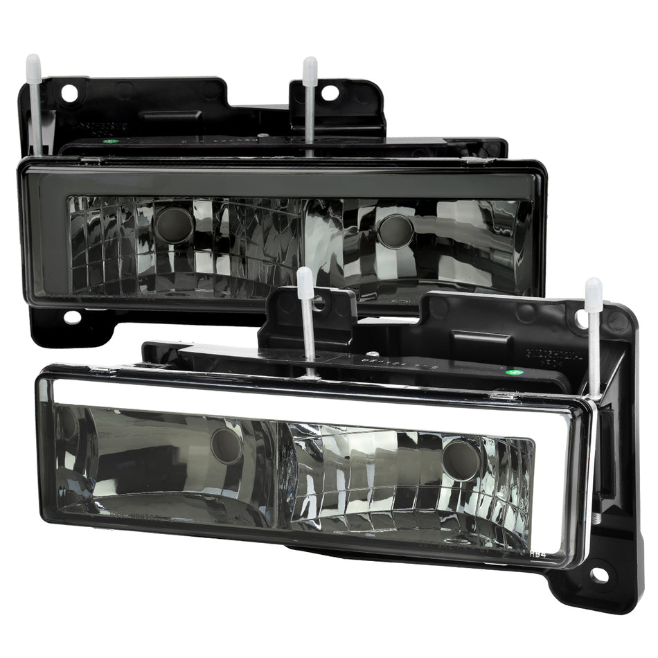 1988-1998 Chevrolet/GMC C10 C/K LED Strip Factory Style Headlights (Chrome Housing/Smoked Lens)
