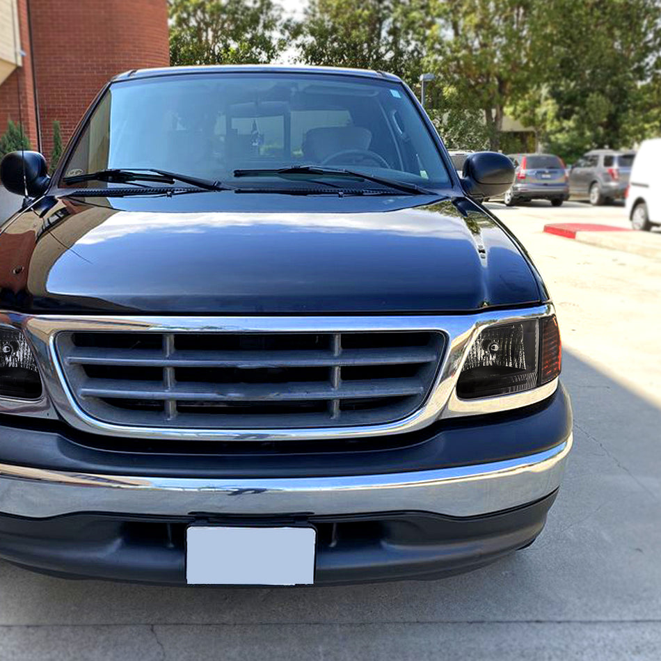 1997-2004 Ford F-150/Expedition Factory Style Crystal Headlights (Matte Black Housing/Clear Lens)