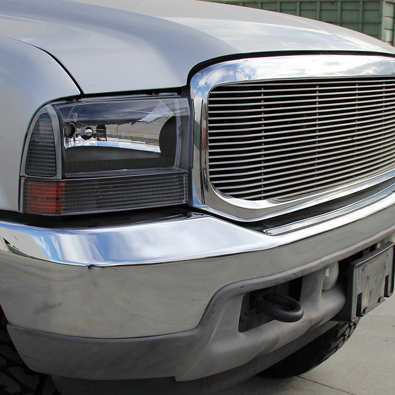 1999-2004 Ford F-250/F-350/F-450/F-550/Excursion Factory style Headlights (Matte Black Housing/Clear Lens)