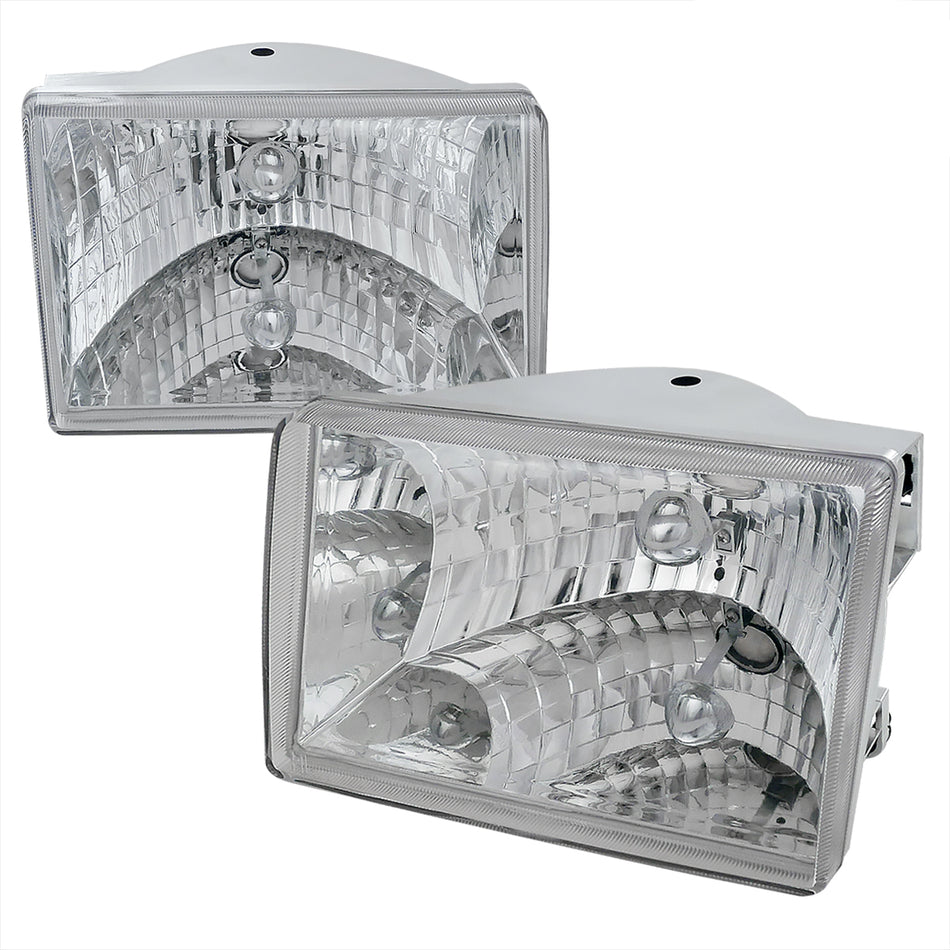 1993-1998 Jeep Grand Cherokee Factory Style Headlights (Chrome Housing/Clear Lens)