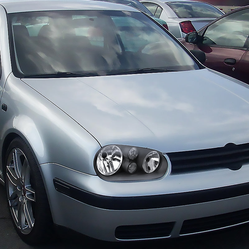 1999-2006 Volkswagen Golf Mk4 GTI/R32 Cabrio V2 Factory Style Headlights  (Matte Black Housing/Clear Lens)