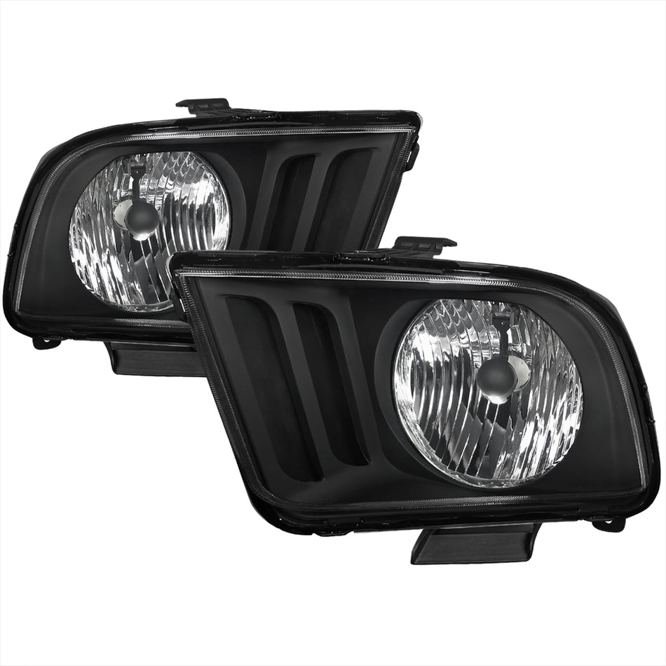 2005-2009 Ford Mustang Factory Style Headlights (Matte Black Housing/Clear Lens)