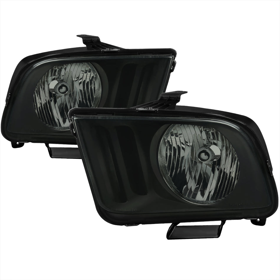 2005-2009 Ford Mustang Factory Style Headlights (Matte Black Housing/Light Smoked Lens)