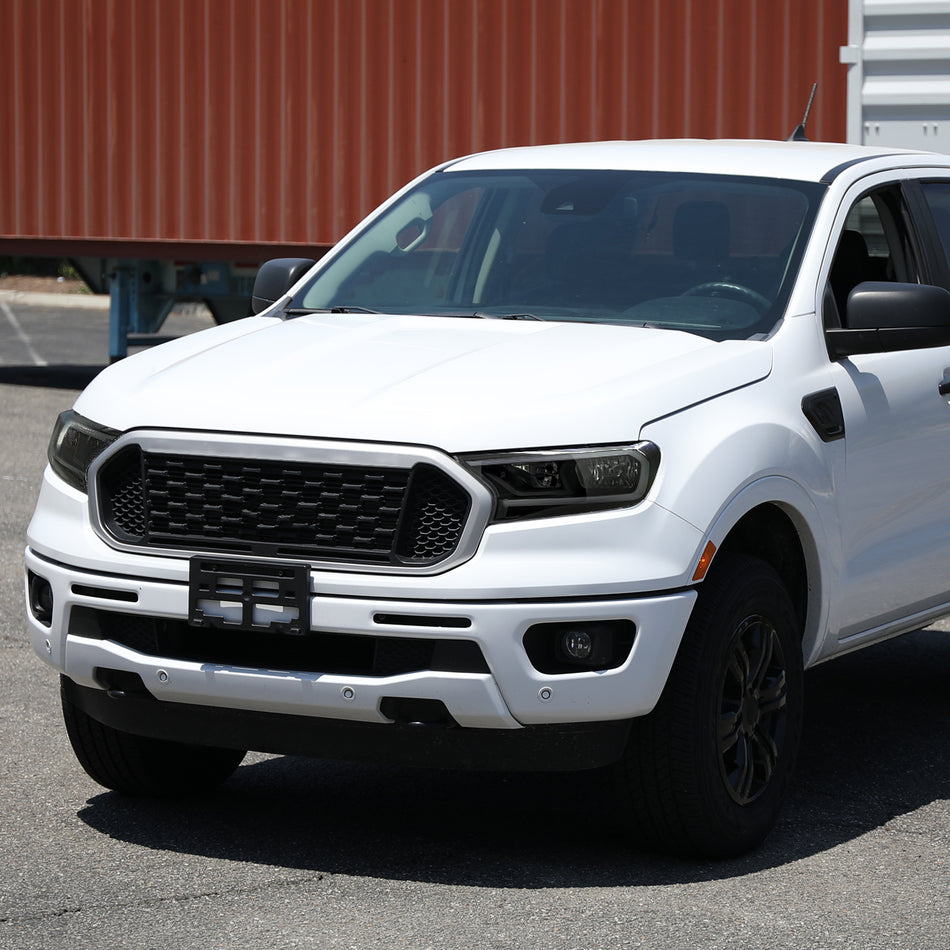 2019-2023 Ford Ranger XL XLT Factory Style Replacement Headlights with LED Bar Turn Signal (Glossy Black Housing / Smoked Lens)