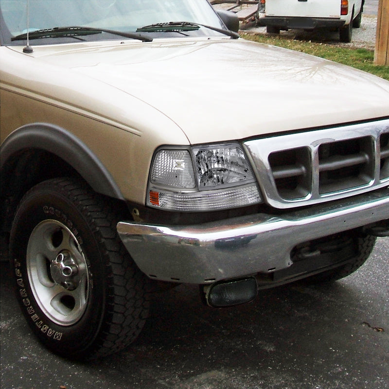 1998-2000 Ford Ranger Factory Style Crystal Headlights (Chrome Housing/Clear Lens)