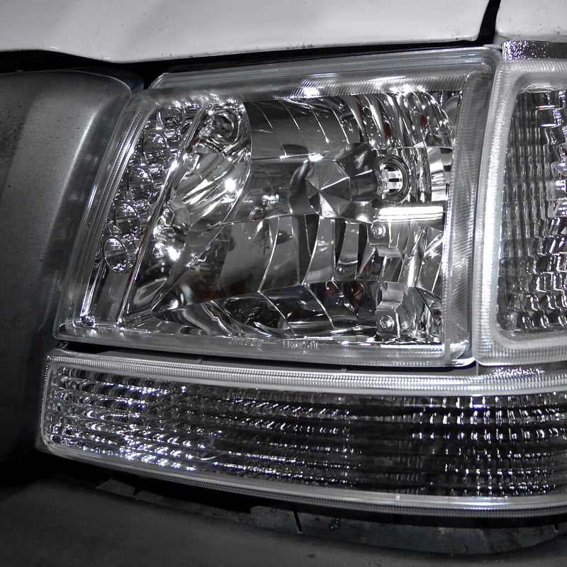 1998-2000 Ford Ranger Factory Style Headlights (Chrome Housing/Clear Lens)