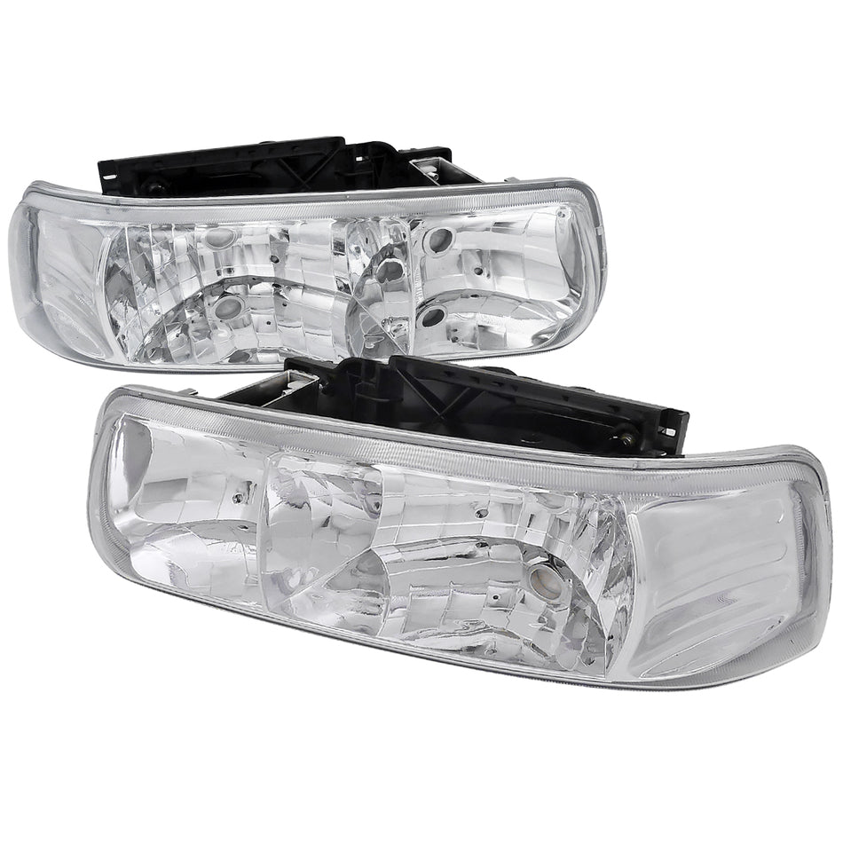 1999-2006 Chevrolet Silverado/Tahoe/Suburban Factory Style Headlights (Chrome Housing/Clear Lens)