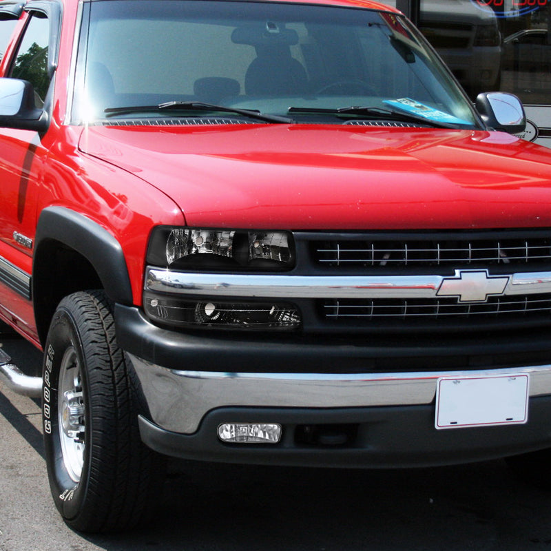 1999-2006 Chevrolet Silverado/Tahoe/Suburban Factory Style Headlights (Matte Black Housing/Clear Lens)