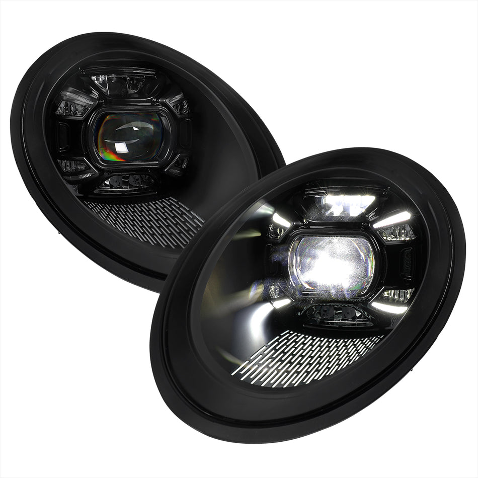 2012-2018 Porsche 911 991 LED Projector w/ DRL Headlights (Matte Black housing / Glossy Black Accents / Clear Lens)
