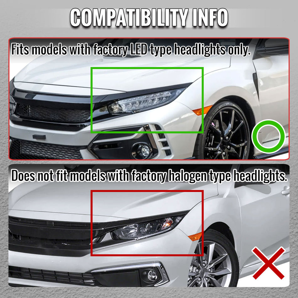 2016-2021 Honda Civic Full LED Projector Headlights w/ Switchback LED Sequential Turn Signals DRL Parking Strip (Glossy Black Housing  / Smoked Lens)